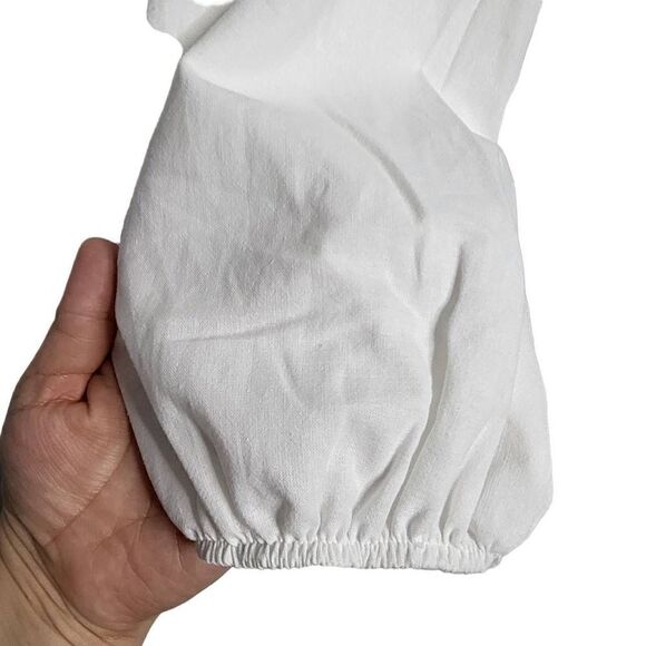 NEW Free People Square Neck Balloon Sleeves Cotton/Linen White Mini Dress Sz S - Picture 7 of 12